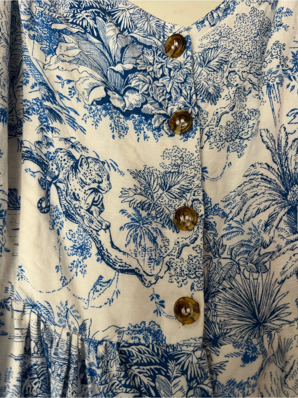 H&M , Size US 12 Blue & White Jungle Toile Sundress
